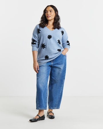Flower Trim V-Neck Tunic