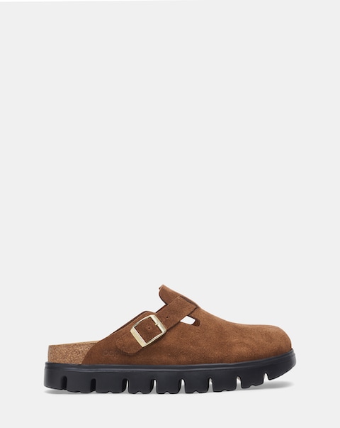 Birkenstock Boston Chunky Suede Leather Mules - Standard Fit