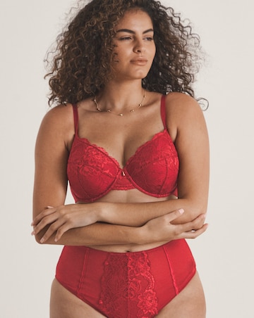 Pretty Secrets Padded Plunge Lace Push Up Bra (B-F) Dark Red