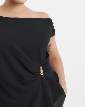 Simply Be Black Ruched Detail Top