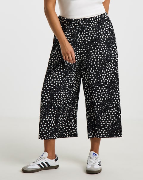 Simply Be Mono Spot Jersey Culotte