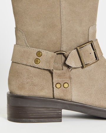 Orlando Suede Harness Buckle Ankle Biker Boots - Extra Wide Fit (EEE)