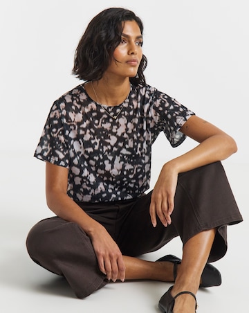 Simply Be Black Blur Print Mesh Relaxed Fit T-Shirt