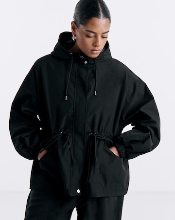 Black Hooded Swing Parka Jacket
