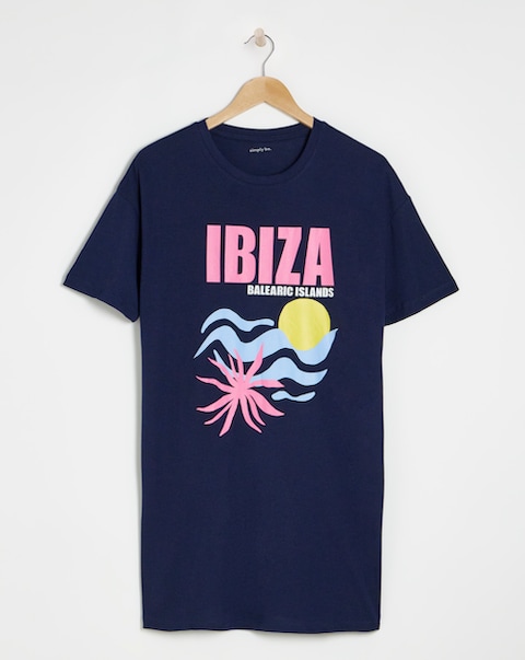 Simply Be Value T-Shirt Nightie Ibiza Print