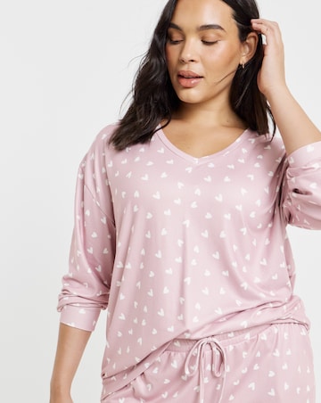 Pretty Secrets Heart Print Soft Knit Lounge Set