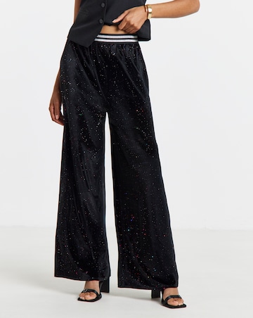 Twisted Wunder Glitter Velvet Wide Leg Trouser