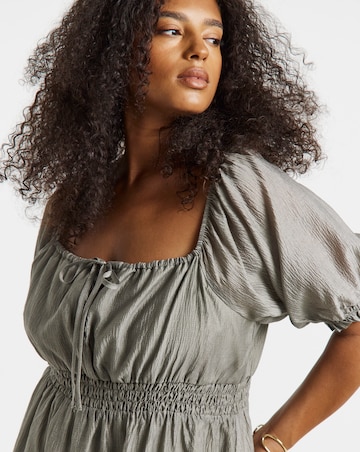 Simply Be Sage Shirred Milkmaid Midi Dress