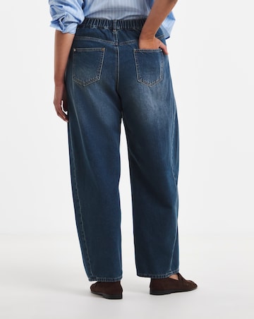 Mid Blue Tapered Barrel Leg Jeans