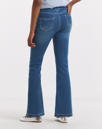 Mid Wash Stretch Flared Pull On Jeggings