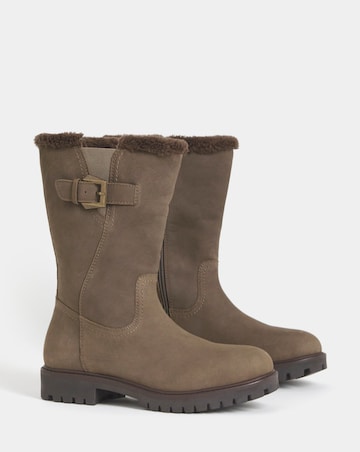Maryse Faux Fur Trim Flat Calf Boots - Wide Fit (E)