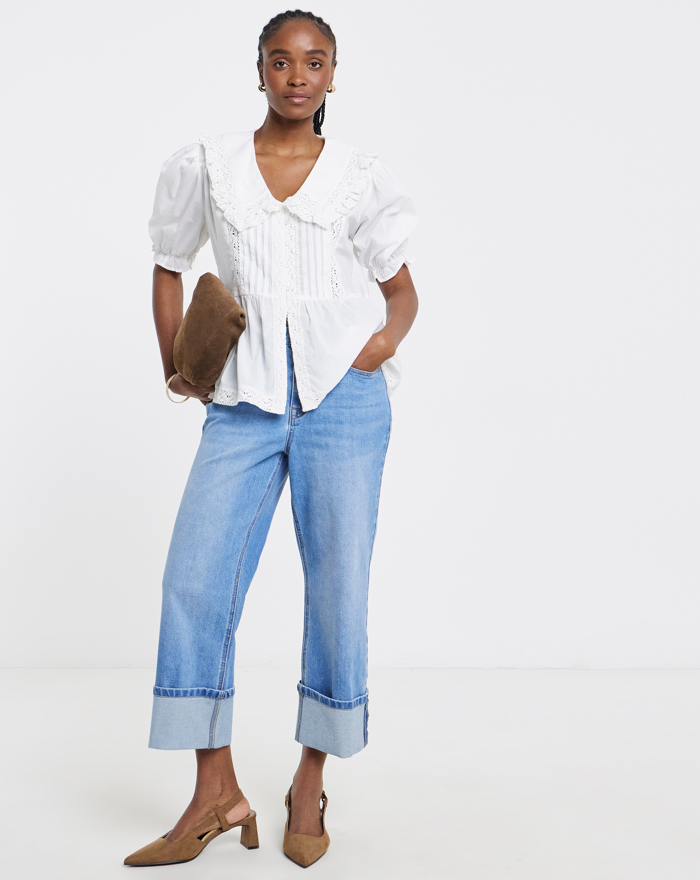 White V Neck Collar Blouse | Simply Be