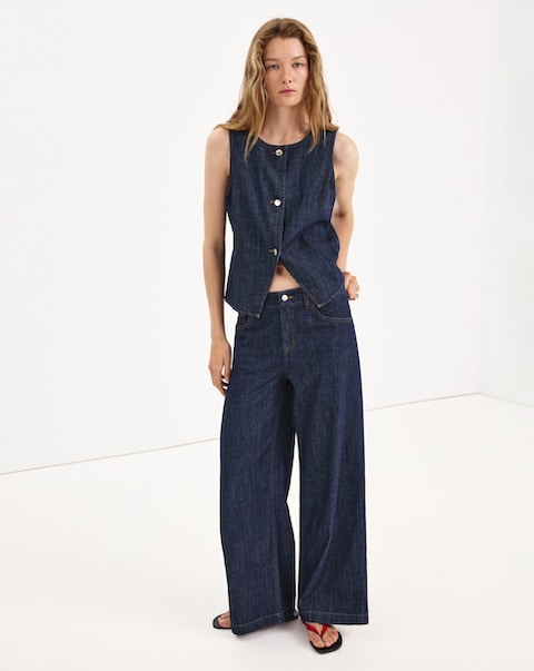 Mango Wide Leg Rinse Wash Jeans