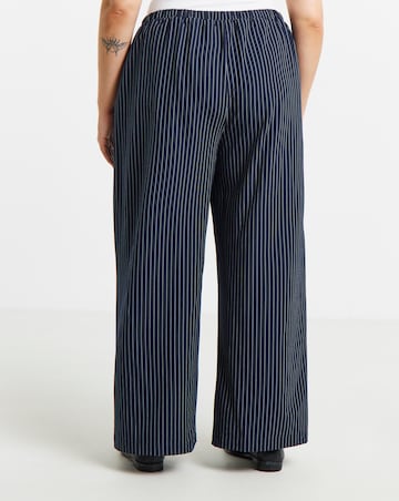 Simply Be Navy Pinstripe Wide Leg Trouser Co-ord