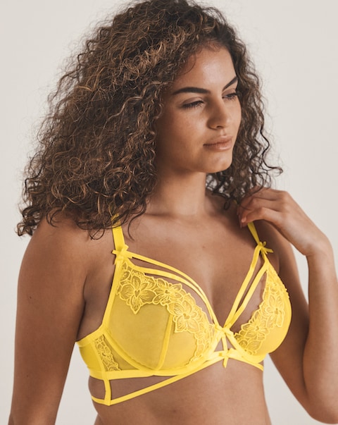 Ann Summers Floral Affair Non Padded Plunge Bra Yellow