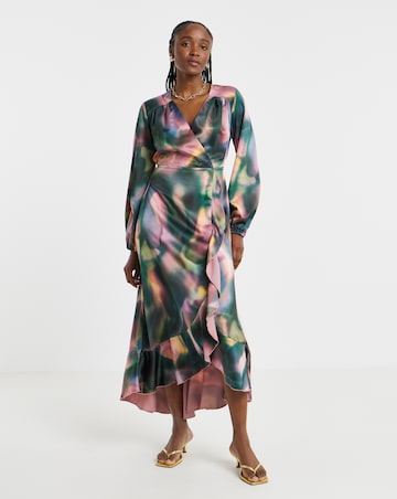 Flounce London Swirl Print Wrap Midaxi Dress