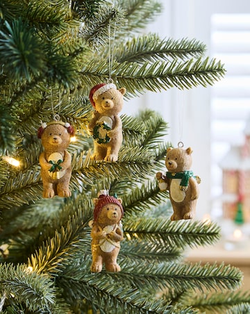 Gisela Graham Bear Hanging Decorations - Set of 4