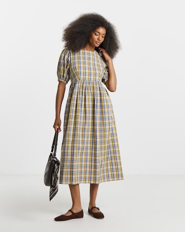 Native Youth Check Cut Oout Back Midi Dress