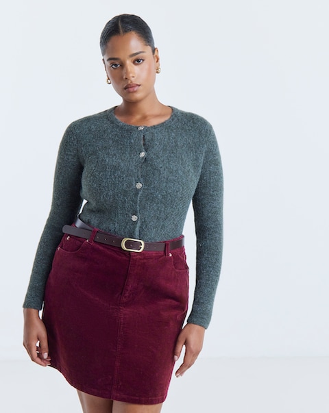 Burgundy Cord Mini Skirt