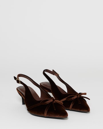 Leila Velvet Bow Slingback Heeled Shoes - Wide Fit (E)