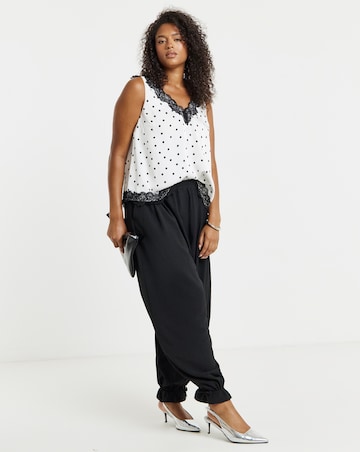 Simply Be Ivory Spot Lace Trim Cami