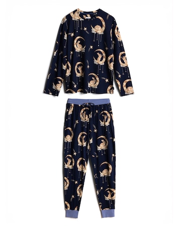 Chelsea Peers Classic Long Sleeve Crew Neck Moon Pyjama Set