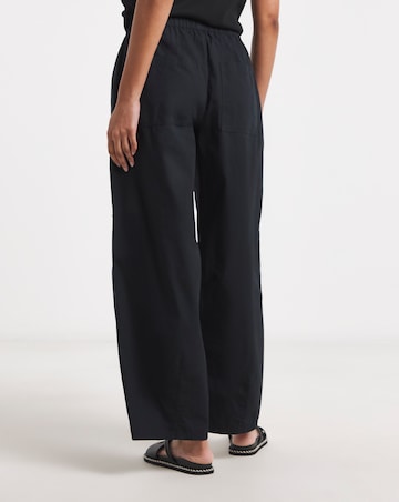 Simply Be Black Tie Waist Cotton Poplin Barrel Leg Trouser