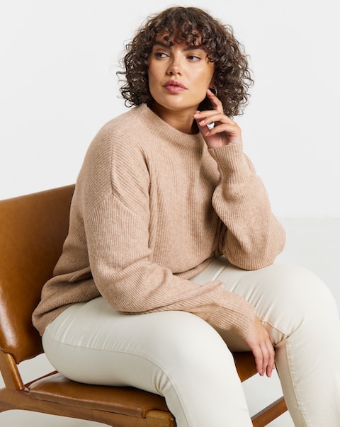 Rib Funnel Neck Jumper