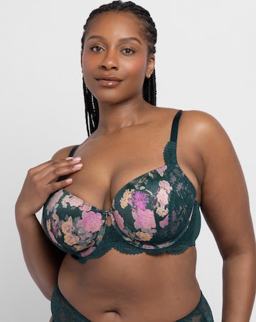 Dorina Curves Anahi Lightly Padded Full Cup Wired Bra Green Floral