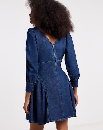Mid Blue Long Sleeve Mini Dress