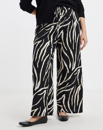Simply Be Black Zebra Textured Waffle Wide Leg Trouser