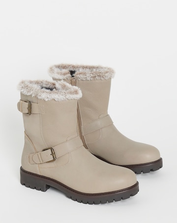 Dorinda Leather Faux Fur Ankle Boots - Wide Fit (E)