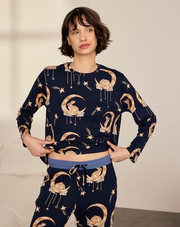 Chelsea Peers Classic Long Sleeve Crew Neck Moon Pyjama Set