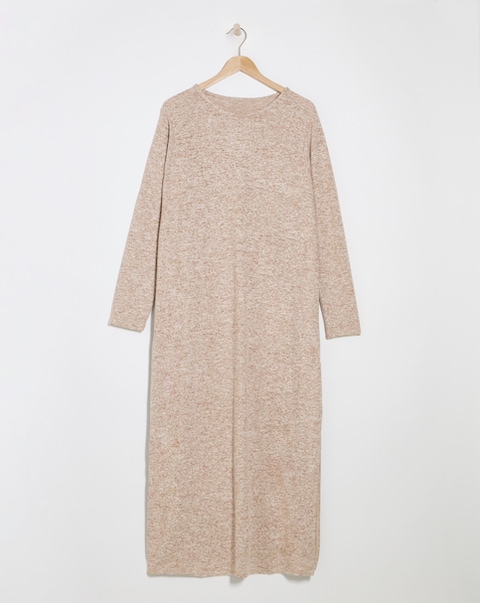 Beige Marl Cosy Maxi Column Dress