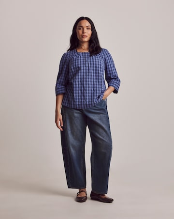 Julipa Seersucker Half Button Blouse