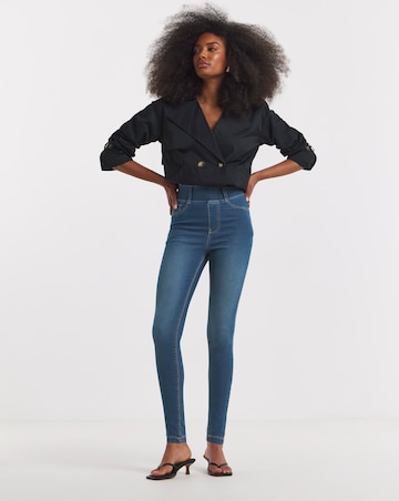 Mid Wash Stretch Skinny Pull On Jeggings