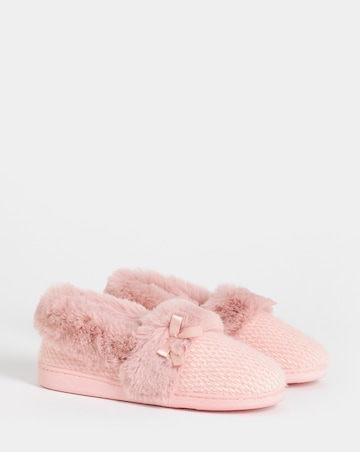 Audrey Faux Fur Trim Full Back Slippers - Extra Wide Fit (EEE)
