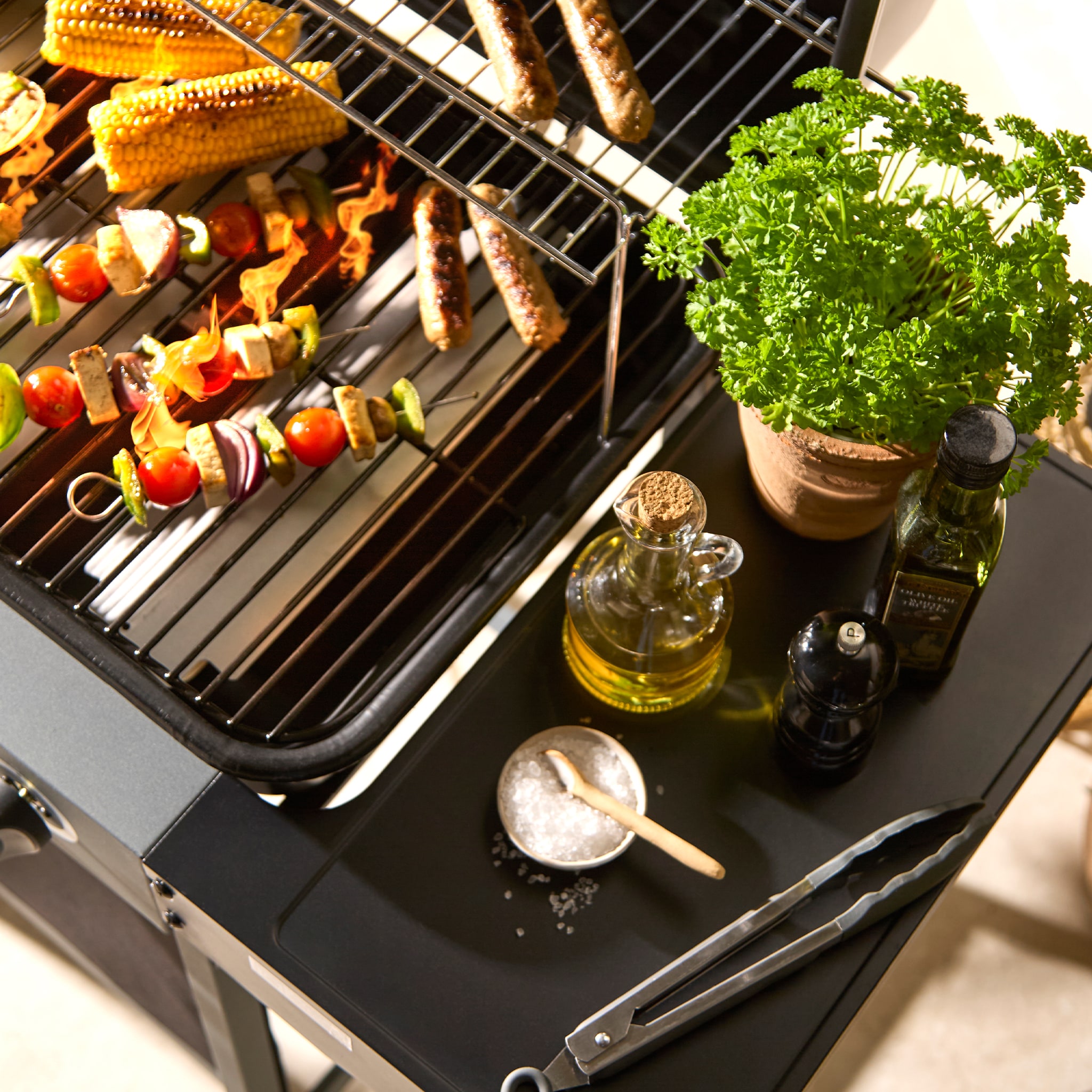 Food sittng on top of the bbq