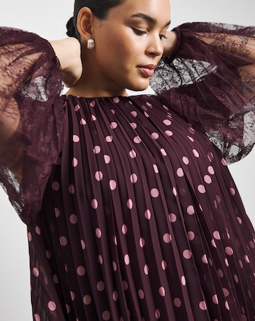 Joanna Hope Polka Dot Pleated Blouse