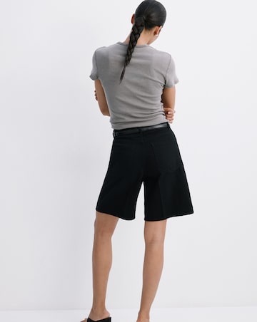 Mango High-Waist Straight-Fit Denim Shorts