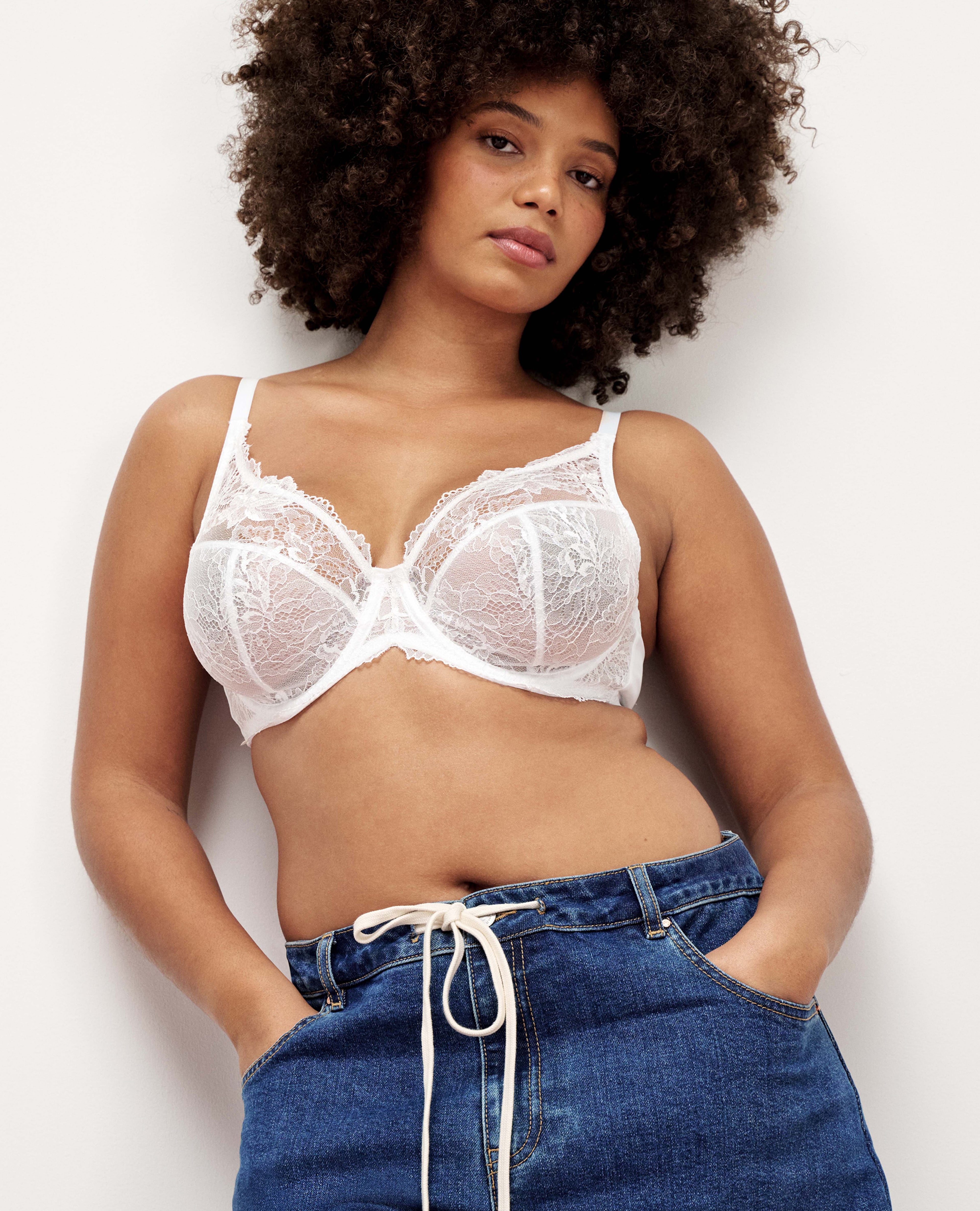 Model wears Pretty Secrets (2 Pack) New Ella Full Cup Wired Bras (C-J) Black/White 