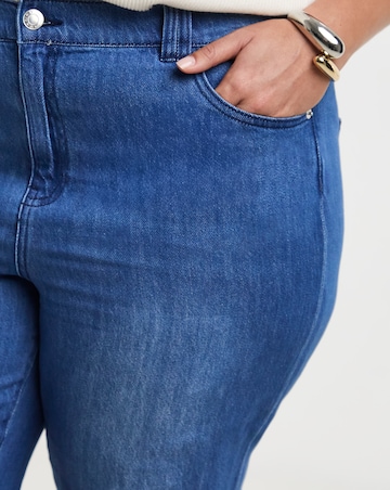 Simply Be Mid Blue Straight Leg Turn Up Drape Jeans