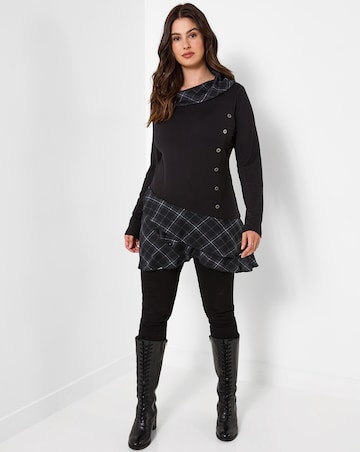 Joe Browns Checked Cowl Neck Tunic Top With Button Detailing