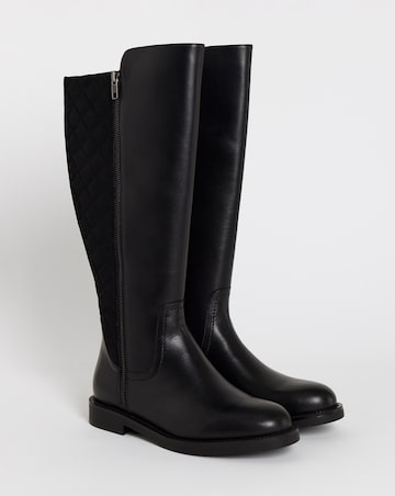 Michelle Leather Knee Riding Boots - Extra Wide Fit (EEE) & Super Curvy Calf