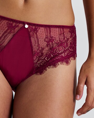 Pretty Secrets Eyelash Lace Full Brief Knickers Burgundy