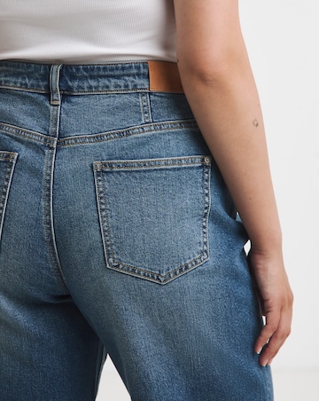 Mid Blue Seamed Wide Leg Jeans