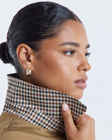 Neutral Check Print Reversible Mod Coat