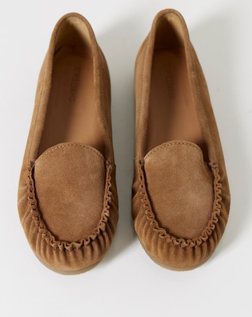 Gretel Suede Puckered Flat Loafers - Wide Fit (E)