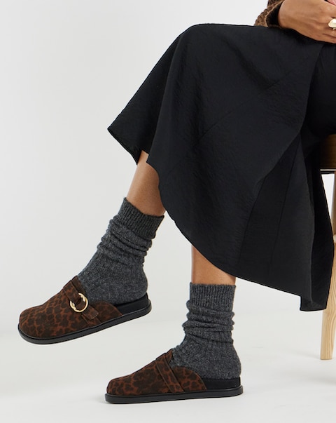 Penny Flat Buckle Mule Shoes - Extra Wide Fit (EEE)
