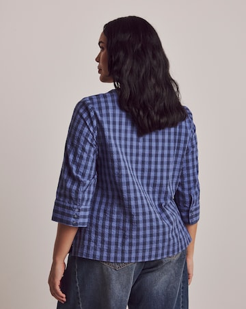 Julipa Seersucker Half Button Blouse